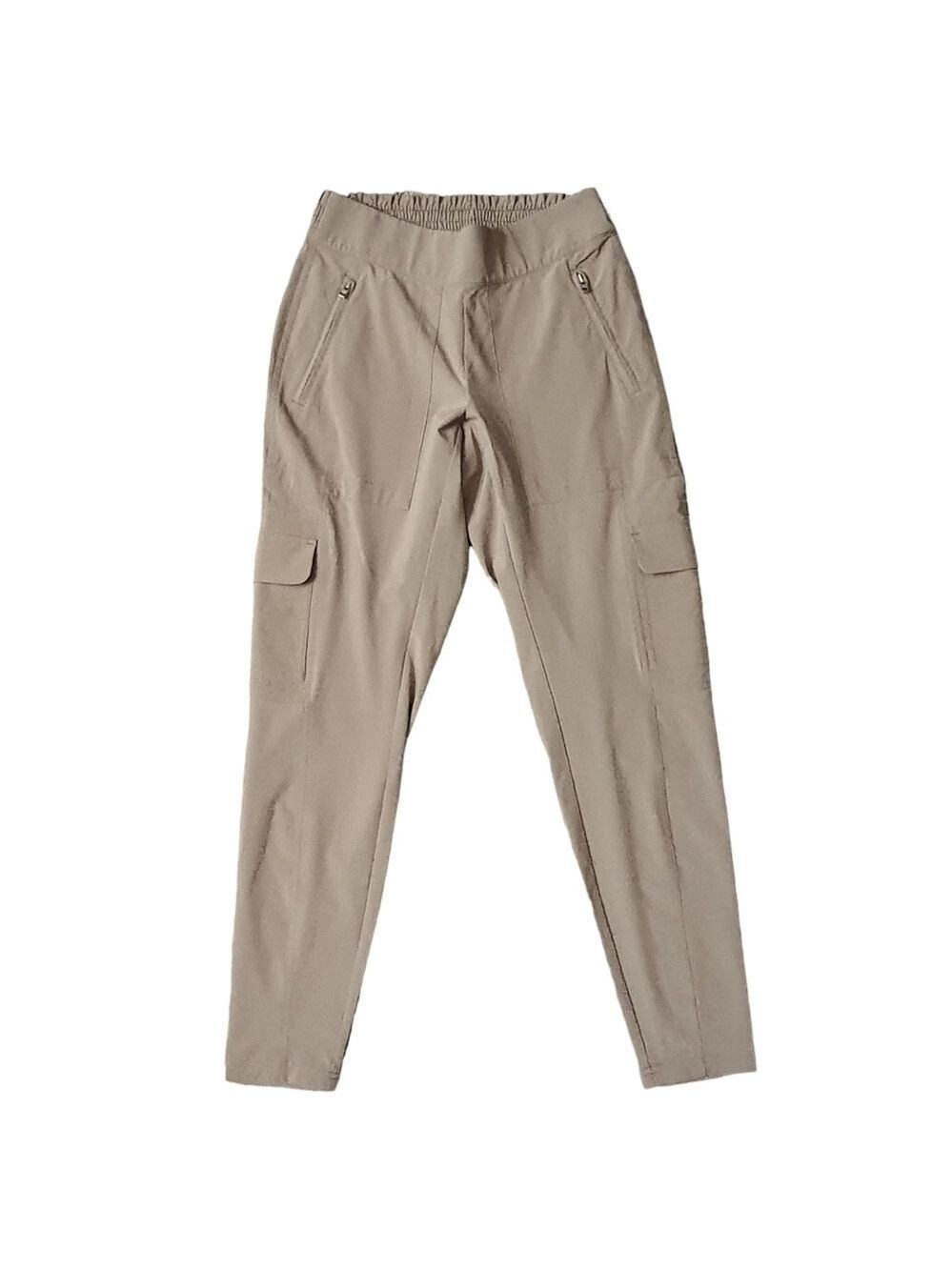 ATHLETA Cargo Pant Unlined lightweight Slim Leg Size 0 Light Neutral Taupe